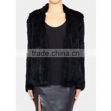 SJ020-01 Super Quality 1*1 Knitting Girl Fur Overcoats Australia/Knit Fur Clothing Women Coat