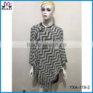 Wholesale women's winter fashion acrylic free knitted poncho patterns