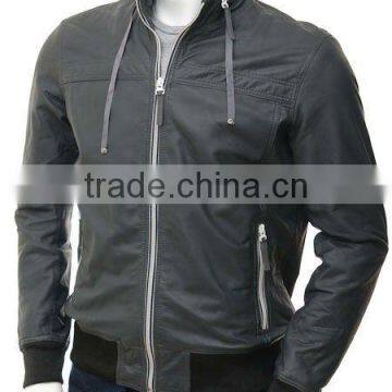 Mens Leather Golf Jacket in Blue