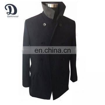 men DB long wool coat with mental hook