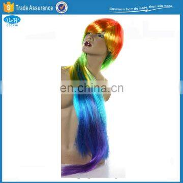 High Quality Synthetic Rainbow Cosplay Party Wig
