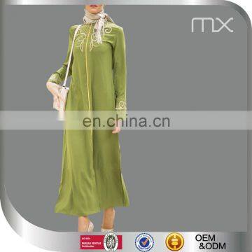 2016 Latest High Quality Embroidery Islamic Abaya Baju Kurung Islamic Clothes Women Green Thobe