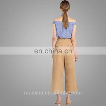2017 OEM Srevices Girls Simple Clothing Comfort Khaki Pleated Plus Trousers Wholesale photo-4
