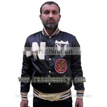 Black Satin Varsity Jackets, Custom Embroidery Satin Baseball Jackets, Cotton Varsity Jackets 2017