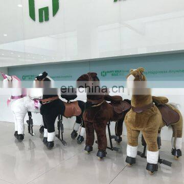 Hot sale plush ride-on horse spring toy with pedals