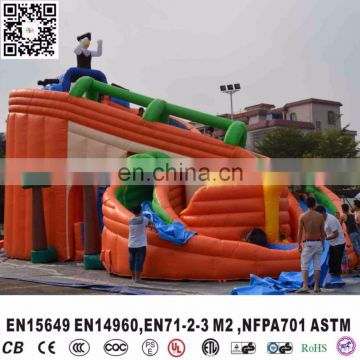 cheap inflatable 8 sharp big water slides with pool for sale