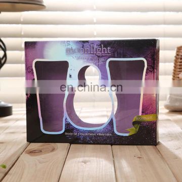 Wholesale custom eco-friendly laser lamination perfume/cosmetic folding paper packaging box with window