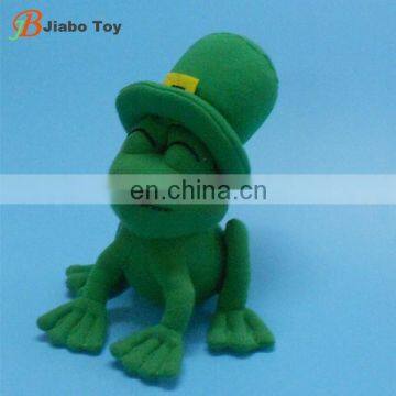 Wholesale Cute Green Soft Plush Frog Stuffed Toy with cute hat