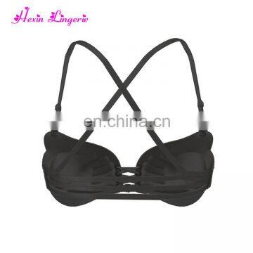 Black Removable Straps Invisible Plus Size Ladies Sexy Stylish Sexy Bra photo-3