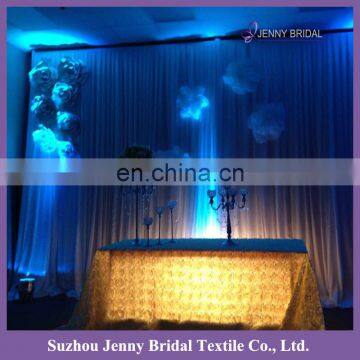 TC031J Cream Satin Rosette Table Skirt for Banquet photo-3