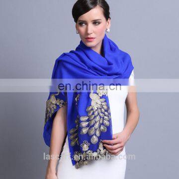 2015 NEW style100% Wool high quality elegant peacock scarf shawl