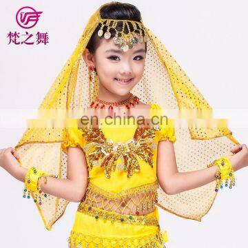 P-9055 120D Chiffon Chiffon Glittery Children Kids Belly Dance Head Veil Scarf photo-5
