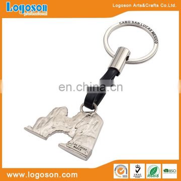 Quality custom black rope with metal embossed constustion keychains