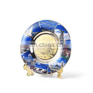 Custom colorful round metal commemorative plate for sale