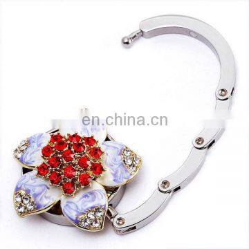 High quality crystal compact mirror rhinestone flower shape purse hanger in bulk