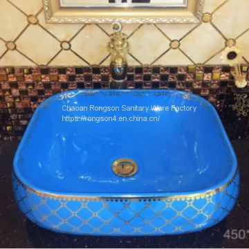 ​ Sanitary ware wash hand bathroom luxury blue color ceramic basin price in India