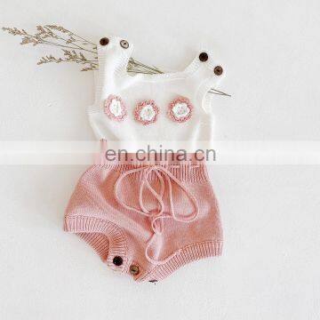 2020 Spring and Autumn newborn bodysuit Handmade Embroidered Sweater Baby Infant Knitted Wool One-Piece Suit Baby Bodysuit