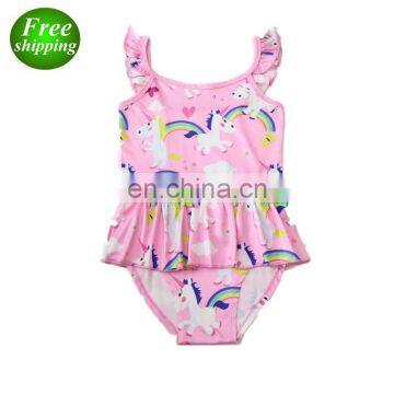 Big kids rainbow unicorn swimwear one piece swimsuit bikini summer cartoon infant toddler bathing suit little girls swimwear