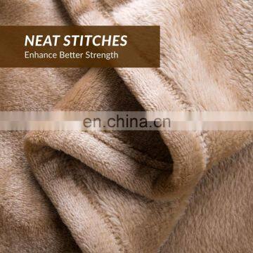 100%Polyester Solid Camel Color Plain Dyed Plush Fleece Throw Blanket in Bulk photo-4
