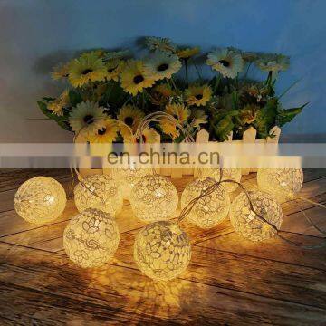 Battery Operated LED String Light 10 Cloth Plastic Ball Valentine Wedding Party Decoration Light