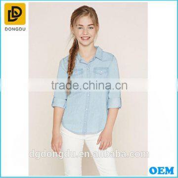 Children eco friendly denim shirt for little girls