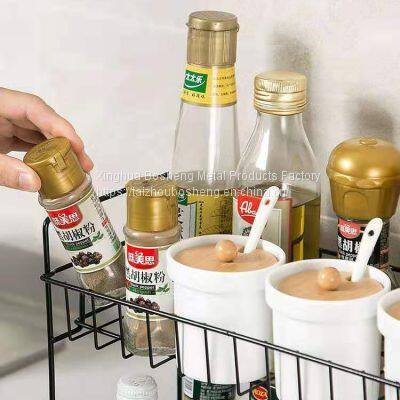 2 Tier Iron Kitchen Storage Rack, Condiment Rack for Kitchen Supplies Storage photo-2