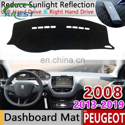 for Peugeot 2008 2013~2019 Anti-Slip Mat Dashboard Pad Sunshade Dashmat Protect Carpet Car Accessories 2014 2015 2016 2017 2018