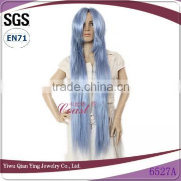 Long dark blue straight synthetic anime cosplay wig for sale