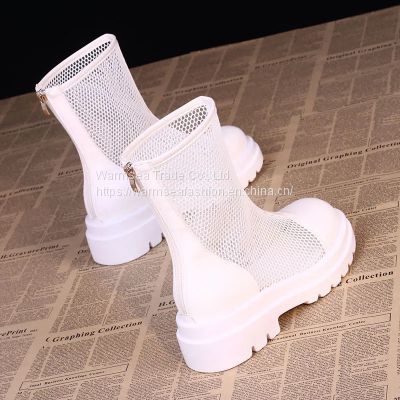 High-quality short boots female summer thick-soled new Korean version of the British style thin mesh sandals all-match breathable boots