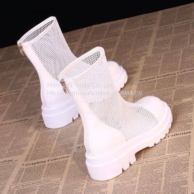 High-quality short boots female summer thick-soled new Korean version of the British style thin mesh sandals all-match breathable boots