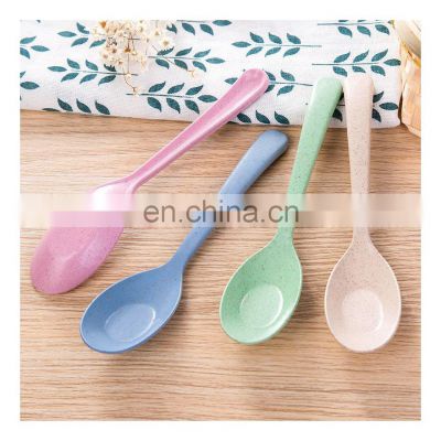 Wheat Straw Baby Feeding Spoon Children Anti Scald Spoon Children Food Utensils Kindergarten Eat Kids Flatware