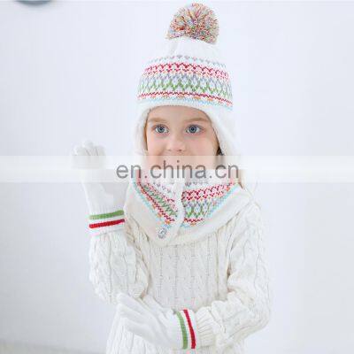 Winter Hat Scarf Gloves Set Girl Boy Earflap Beanie Fleece Warm Kids Autumn Skiing Accessory Outdoor Thermal For Toddler Baby photo-5
