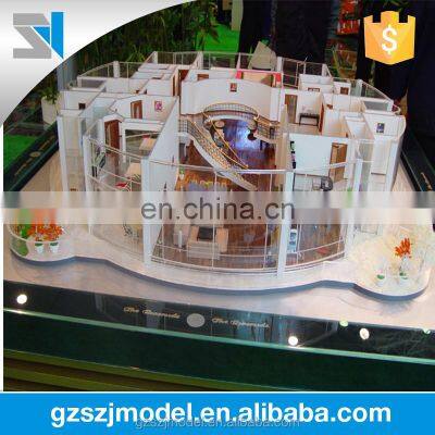 Duplex architecture interior model with scale furniture, Modern house miniature model