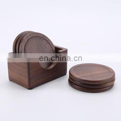 Wooden coaster set black walnut round solid wood tea cup mat creative kungfu tea set meal mat cup set