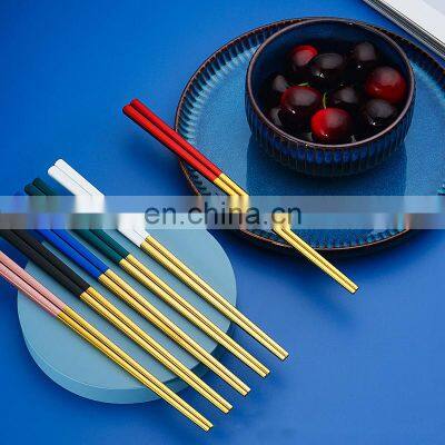 Portable Set Chopsticks 2021 High Quality Color Stainless Steel Cutlery Gold Flatware Wedding photo-3