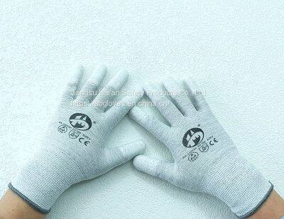 BA Best Selling ESD Knitted Safety Gloves Coated with PU on Top Fingers