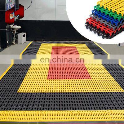 60X60Cm Direct Sales Race Checkered Raised Automotive Car Washing Door Floor Plastic Garage Flooring For 4S Shop