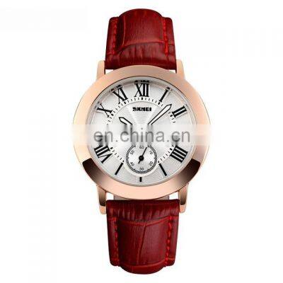 Skmei 1083 Rose Gold Case Ladies Quartz Watches Chrono 30M Waterproof Fashion Leather Watches Women Wrist