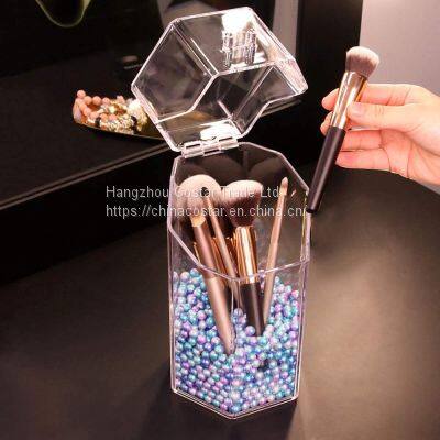 Hexagon Shaped Makeup Brush Holder Dustproof Comestic Brushes Organizer Storage photo-3