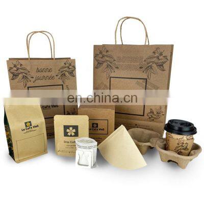 custom flat bottom pouch coffee drip bags recycle biodegradable foil lined kraft paper coffee scrub packaging bag with valve