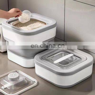Collapsible Food Storage Containers Cereal Rice Seal Storage Containers Silicone Folding Rice Bucket photo-3