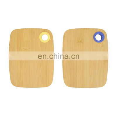 Small organic bamboo wood cutting board set fruit cutting with hole