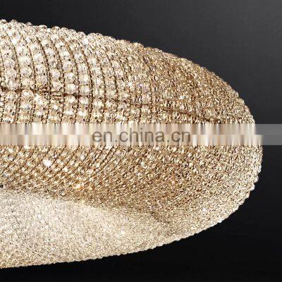 Modern Luxury Large Silver Beaded Circular With Crystal Halo Clear Iron Body Hotels Bedroom Decorative k9 Crystal Chandelier photo-3