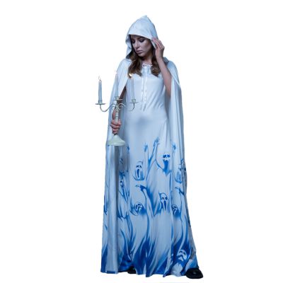 European and American women's Halloween cosplay costume, white skeleton ghost bride cosplay costume set