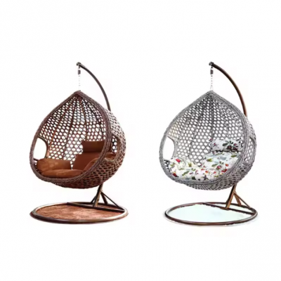 High quality PE Rattan Metal Stand Patio Hanging Swing Egg Chair for Outdoor or Garden