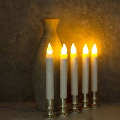 Christmas Candlesticks Automatictimer Remote Control Silver Removable Holders Window Wick Candles