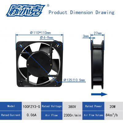 110*110*25mm Square Fan Motor 11025 Industrial AC 110V 230V 400V Axial Exhaust Cooling Fan110V 230V 400V photo-2
