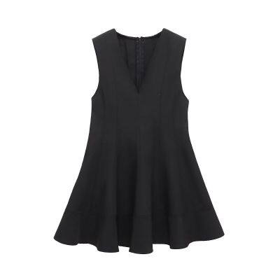 European and American style women's spring and summer new wave wide swing V-neck sleeveless short dress
