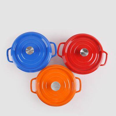 Multifunctional Colorful Cast Iron Pot Casserole Set Cookware 20/22/24/26/28 cm red/blue/orange Enamel Dutch Oven with Lid