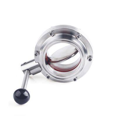 Food Grade Stainless Steel Butterfly Valve Welded Manual Sanitary Welding Powder Butterfly Valve for Milk Tank